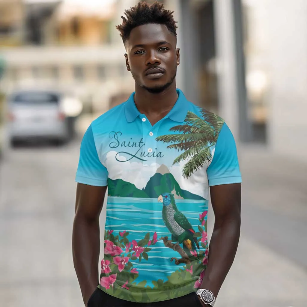 Afro-Saint Lucians Polo Shirt Pitons Landscape LT7