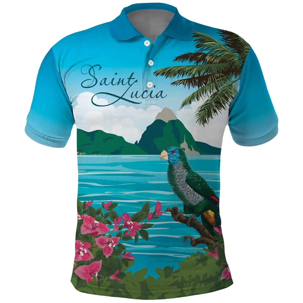 Afro-Saint Lucians Polo Shirt Pitons Landscape LT7