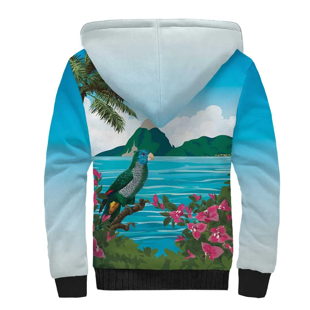Afro-Saint Lucians Sherpa Hoodie Pitons Landscape LT7