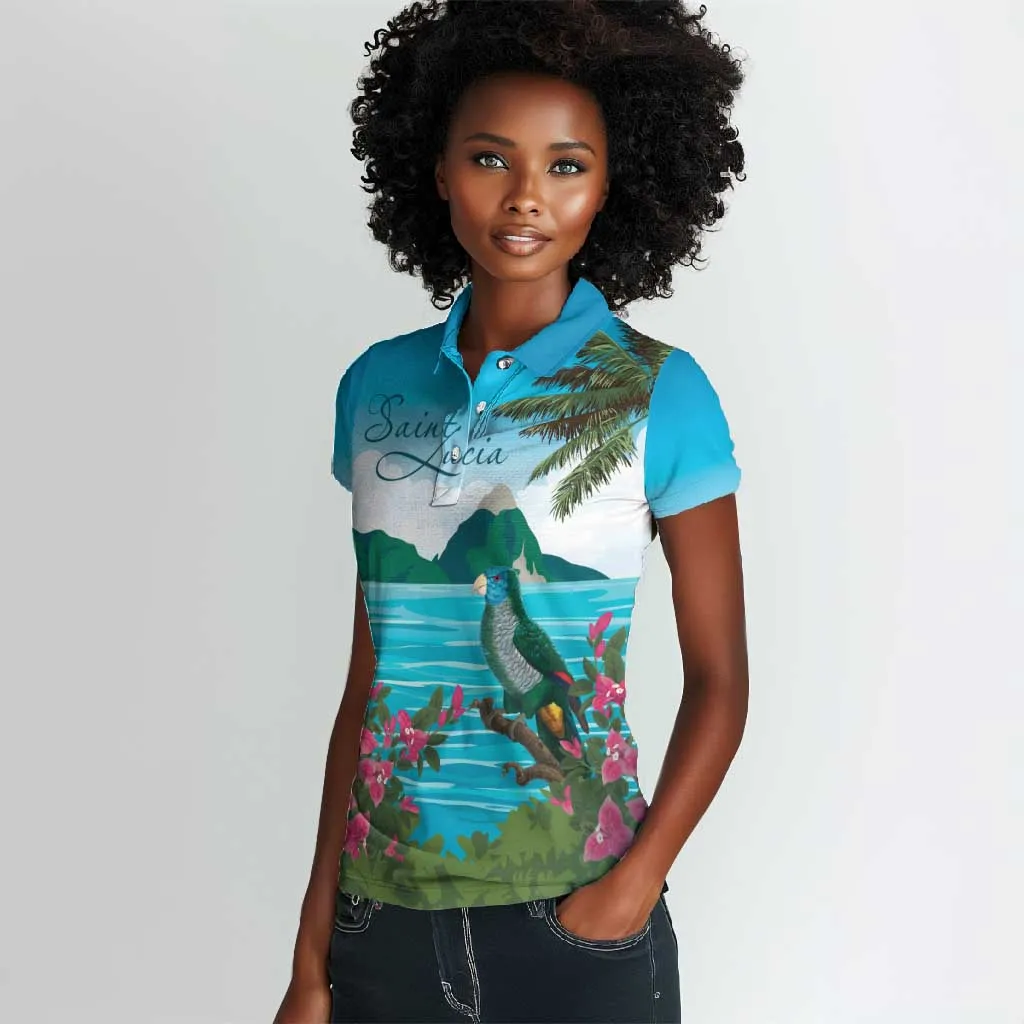 Afro-Saint Lucians Women Polo Shirt Pitons Landscape LT7