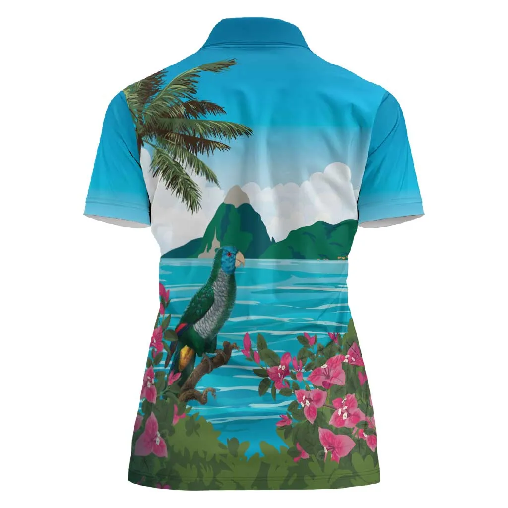 Afro-Saint Lucians Women Polo Shirt Pitons Landscape LT7