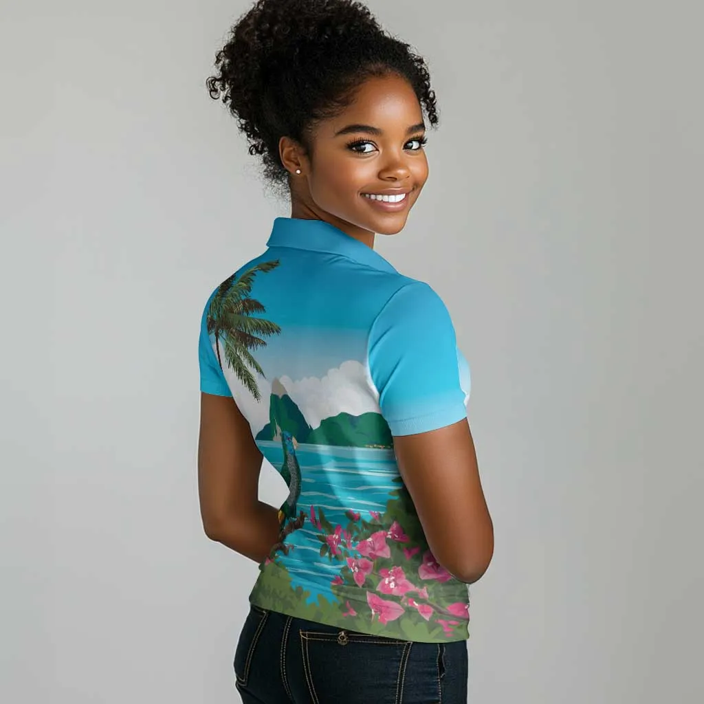 Afro-Saint Lucians Women Polo Shirt Pitons Landscape LT7