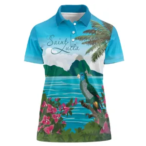 Afro-Saint Lucians Women Polo Shirt Pitons Landscape LT7