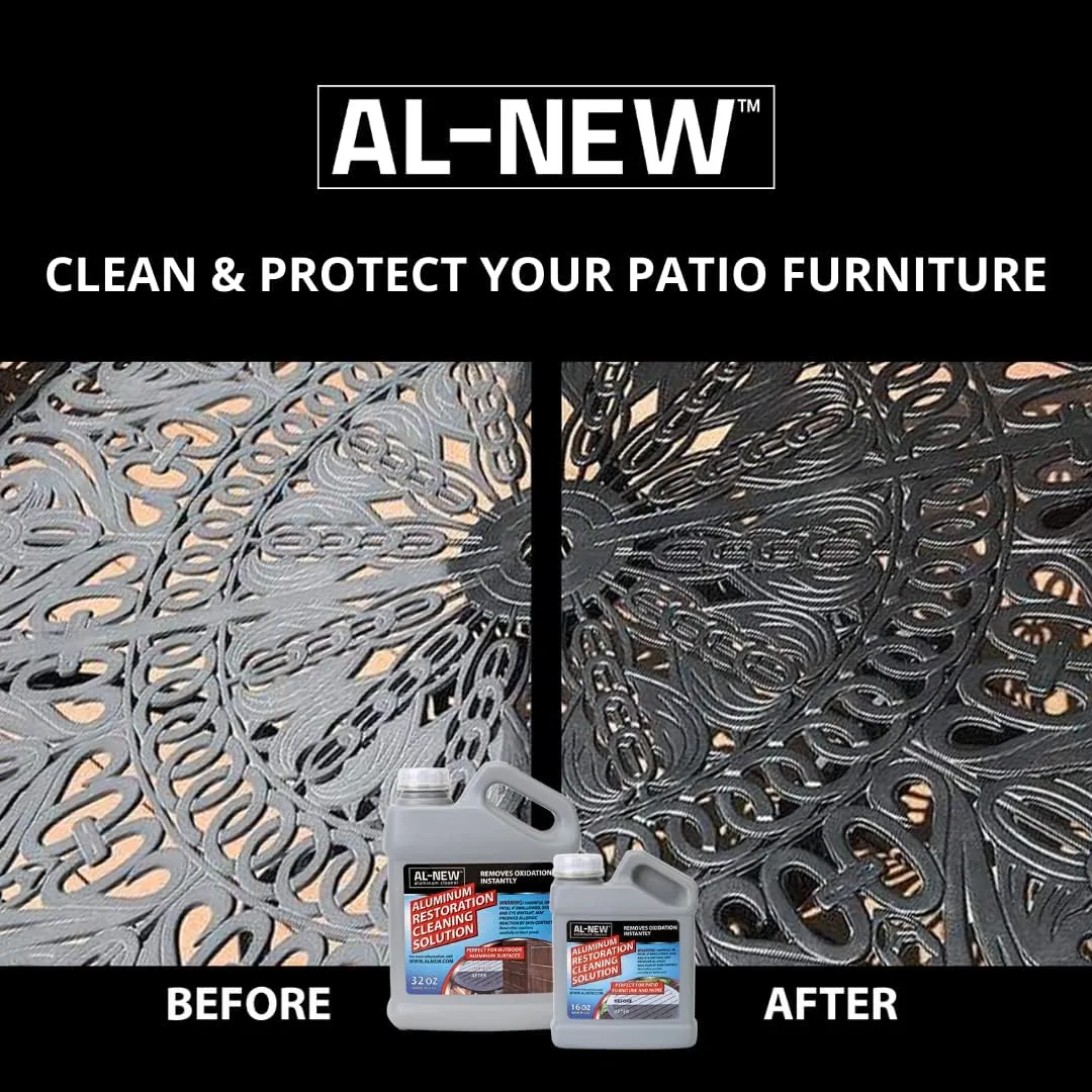AL-NEW Aluminum Restoration Cleaning Solution Kit | Clean & Restore Patio Furniture, Stainless Steel, & Other Household Metal Surfaces (16 oz. Kit)