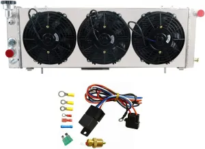 ALLOYWORKS Performance Full Aluminum Radiator Shroud Fans Relay For 1991-2001 Jeep Cherokee XJ 4.0L Comanche L4 L6 Off Road