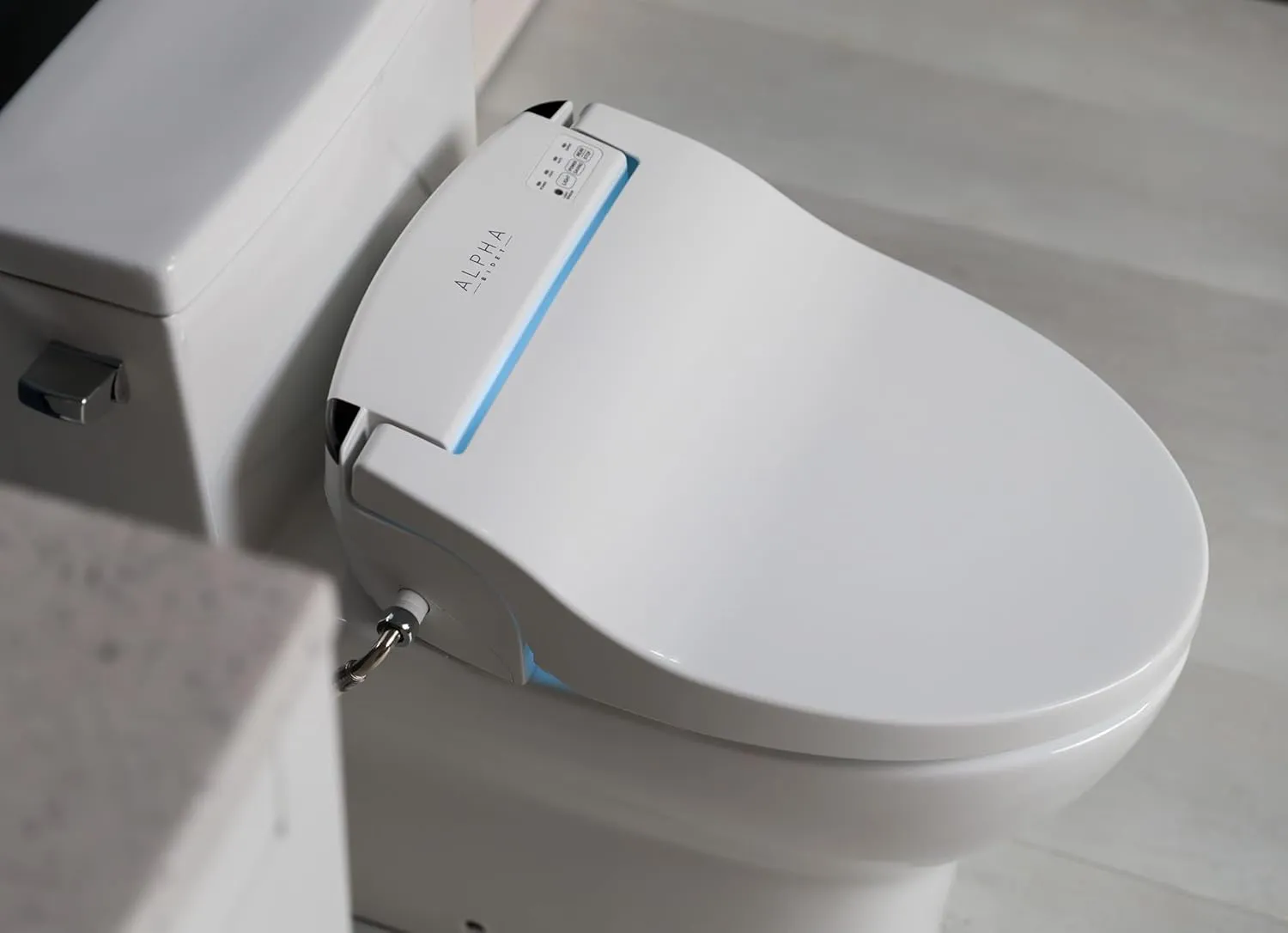ALPHA BIDET JX2 Elongated Bidet Toilet Seat, White, Endless Warm Water, *NEW* Bowl Mist, LED Light, Quiet Operation, Wireless Remote, Stainless Steel Nozzle, Sittable Lid, 3 Year Warranty