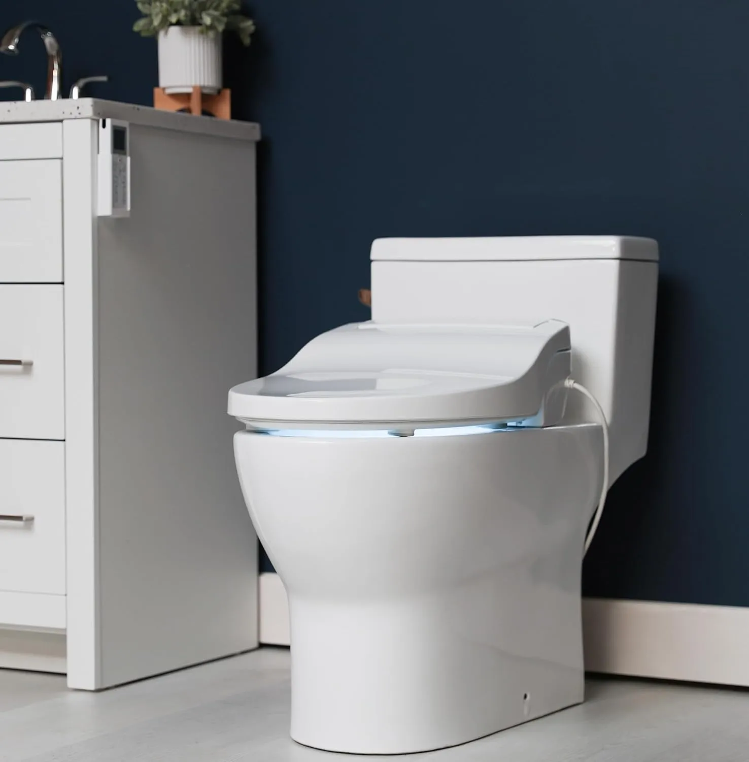 ALPHA BIDET JX2 Elongated Bidet Toilet Seat, White, Endless Warm Water, *NEW* Bowl Mist, LED Light, Quiet Operation, Wireless Remote, Stainless Steel Nozzle, Sittable Lid, 3 Year Warranty