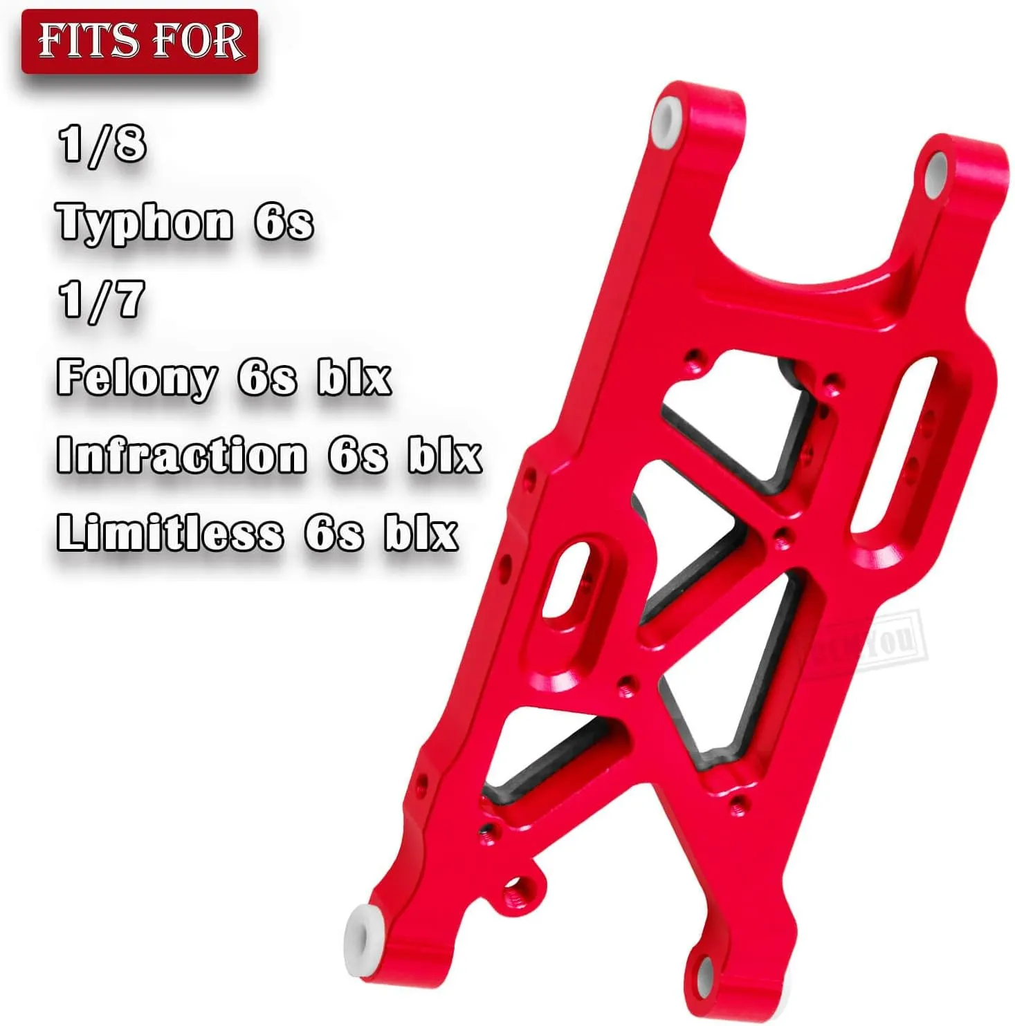 Aluminum Rear Lower Suspension A Arms Upgrades Part for 1/8 Typhon 6S,1/7 Felony 6S BLX Infraction 6S BLX Limitless 6S BLX,2pcs Rear Lower Arms Hops up,Red