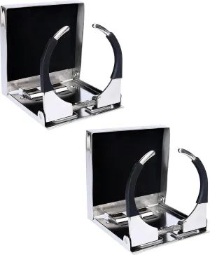 Amarine Stainless Steel Folding Drink Holders, Adjustable Folding (3-3/8") Diameter, Boat & RV Cup Holders (2 PCS)