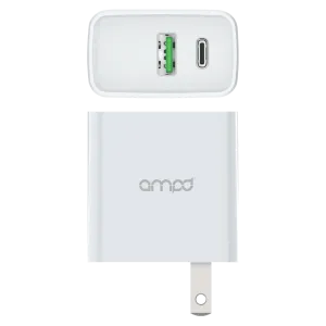 AMPD PD Fast 20W USB C and USB A Dual Port Wall Charger White