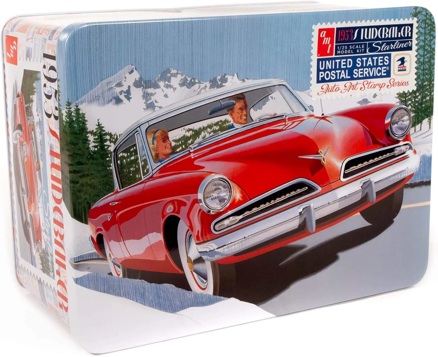 AMT 1953 Studebaker Starliner - USPS with Collectible Tin 1:25 Scale Model Kit