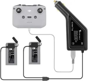 Anbee 3-in-1 Battery Car Charger Adapter Quick Charger Compatible with DJI Mavic Mini 2 / Mini 2 SE Drone, Support Batteries & Remote Controller Charging Together