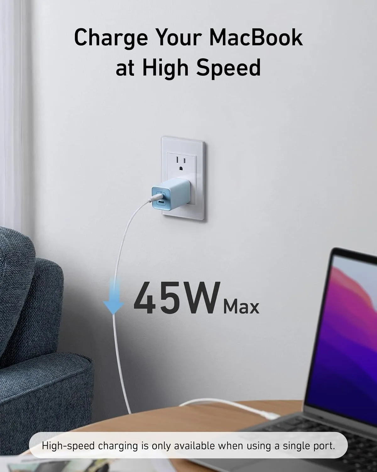 Anker Nano Charger, 47W 2 Port Compact Foldable GaN USB C Charger for iPhone 16/15 and More Series, Galaxy, Pixel, Compatible with MagSafe (Black)
