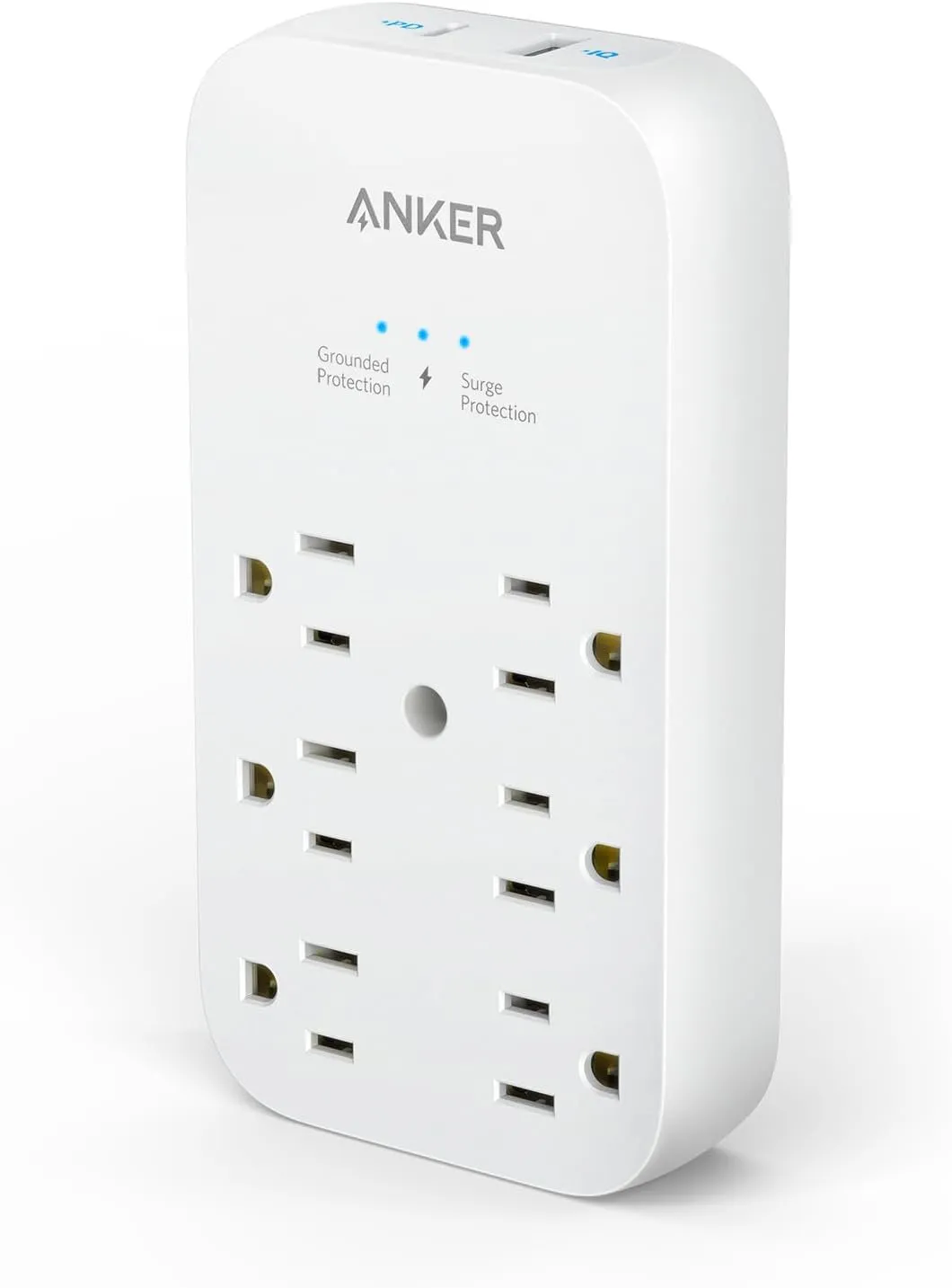 Anker Outlet Extender and USB Wall Charger, 6 Outlets and 2 USB Ports, 20W USB-C Power Delivery High-Speed Charging (2pack)