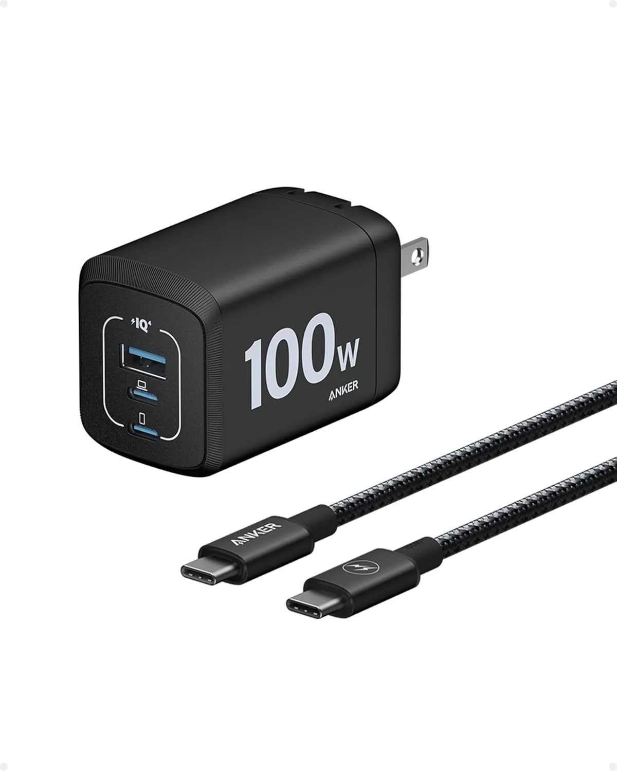 Anker Prime 100W USB C Charger, 3-Port Compact Fast PPS Charging for MacBook Pro/Air, Pixelbook, iPhone 16/Pro,and More (USB-C Cable Include)
