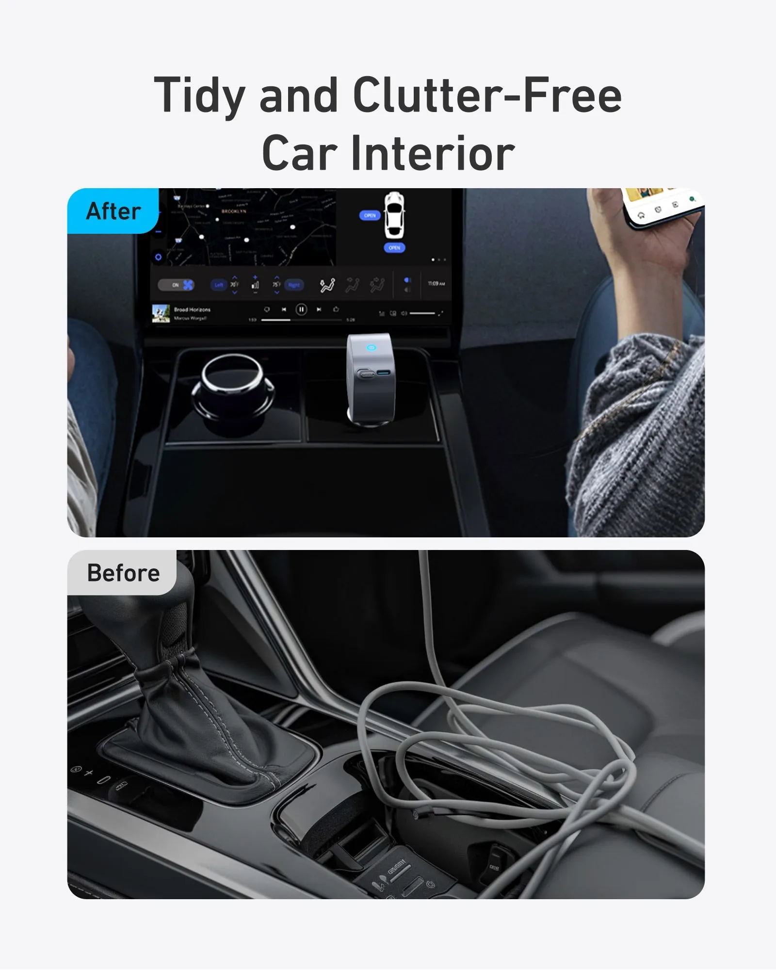 Anker USB-C Car Charger(75W Max Ultra-Compact Type-C Fast Car Charger with Built-In Retractable Cable)