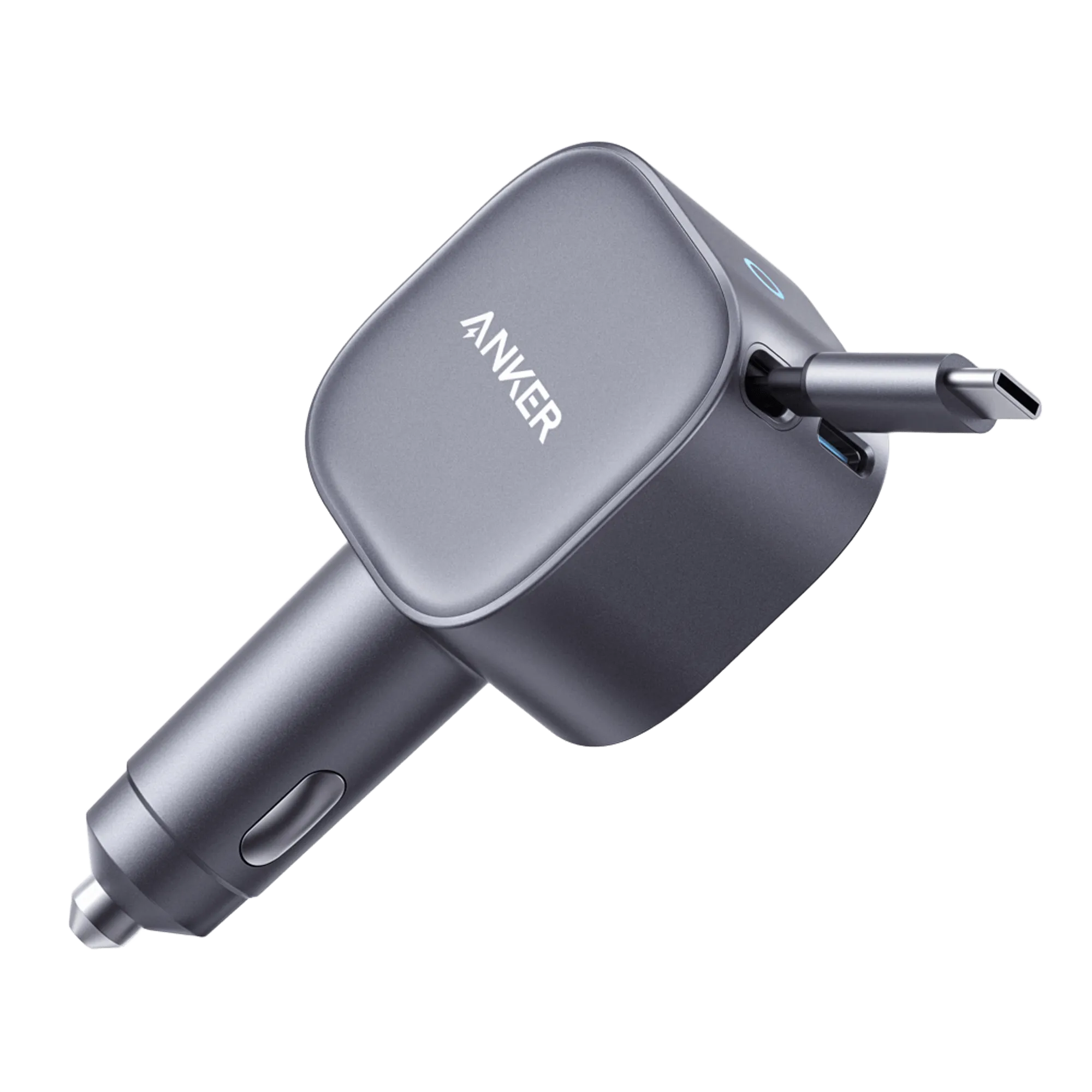 Anker USB-C Car Charger(75W Max Ultra-Compact Type-C Fast Car Charger with Built-In Retractable Cable)