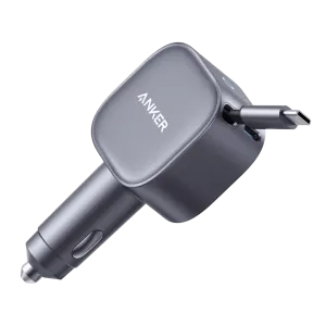 Anker USB-C Car Charger(75W Max Ultra-Compact Type-C Fast Car Charger with Built-In Retractable Cable)
