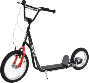 Aosom Youth Scooter, Teens Kick Scooter, Adjustable Handlebar Ride On Toy for 5  with 16" Front and 12" Rear Dual Brakes Inflatable Wheels