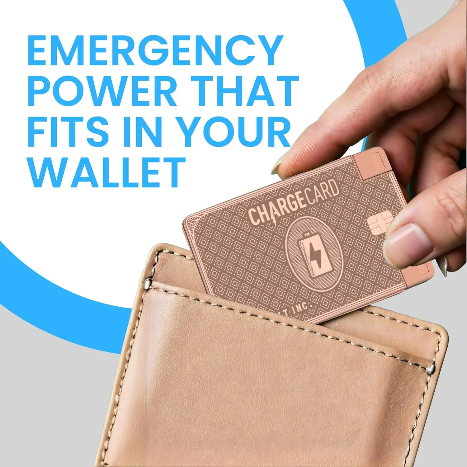 AquaVault | Slim Powerbank | 2300 mAH and 1.5A Fast Charge | Fits in Wallet | USB-C, Micro-USB Charger | Works on iPhone 16/15/14/13/12 | Works on All Phones (Rose Gold)