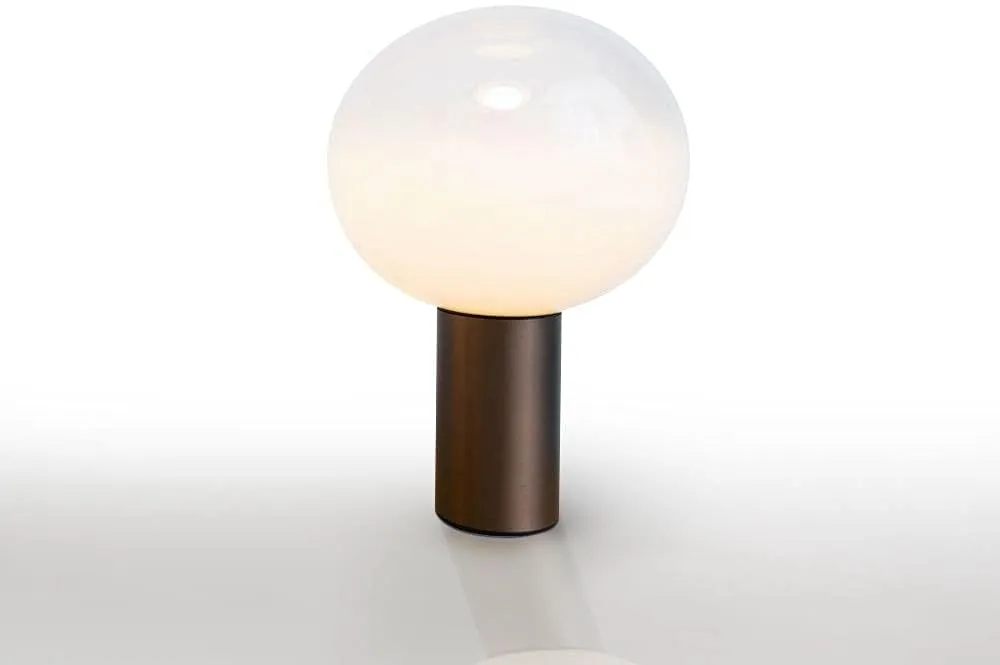 Artemide 1809168A Laguna 37 Table MAX 18W E26, Bronze Finish with Milky White Glass