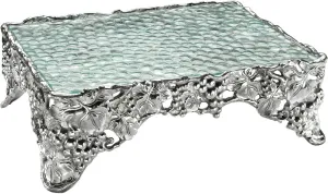 Arthur Court Designs Aluminum Grape Cake Pedestal Sheet Dessert Stand 17 inch x 13 inch x 5 inch Tall