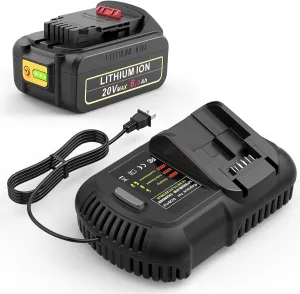 ARyee 6.0Ah 20V Battery Replacement for dewalt 20v max Battery DCB205 DCB200 DCB206 DCB206-2 DCB204 DCD/DCF/DCG/DCS Series with Battery Charger