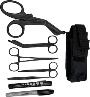 ASA Techmed EMT and First Responder Medical Tool Kit: Adjustable Nylon Belt Pouch, Premium First Aid Gear: EMT Shears, 7.25" Bandage Scissors, 5.75" Forceps, 6" Hemostat,Pupil Light, and More