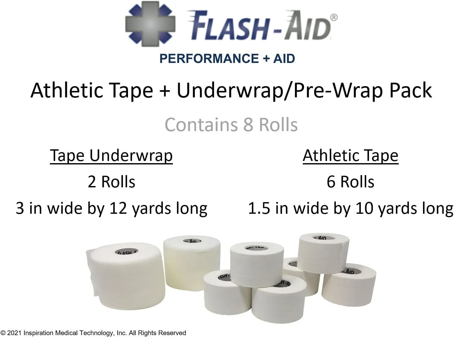 Athletic Tape and Foam Underwrap Combo – 6 Rolls Sports Tape   2 Rolls Pre-Wrap – Latex-Free, Easy Tear, Strong Hold – Wrist, Ankle, Finger Support for Sports and First Aid