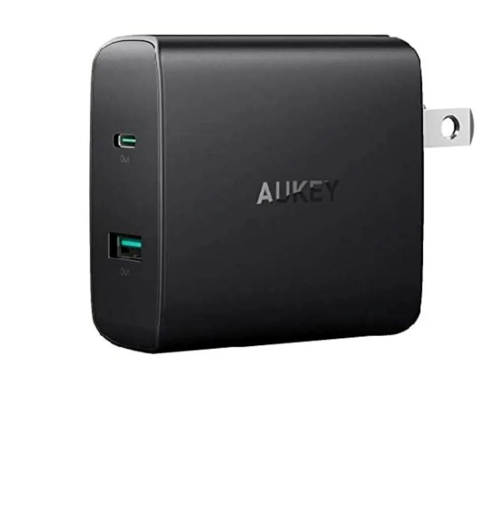 Aukey USB Wall Charger, Dual Port, USB-C 46W Power Delivery (Refurbished)