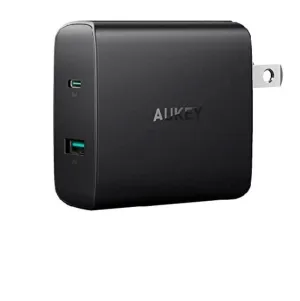 Aukey USB Wall Charger, Dual Port, USB-C 46W Power Delivery (Refurbished)