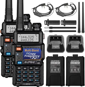 Baofeng 5RX Ham Radio (Upgraded of UV-5R) Multi-Band Receiving Two Way Radio,VHF,1.25M,UHF,AM/FM Reception,DTMF VOX SCAN,Walkie Talkies with Earpiece (2Pack)