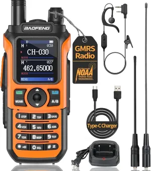 BAOFENG GMRS Radio GM21 GMRS Handheld Radio Long Range Walkie Talkies for UV-5R GMRS Rechargeable Two Way Radio with Battery, NOAA Weather Receiver,999 Channels,Copy Frequency,USB-C Charger Full Kit