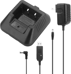 BAOFENG uv-5r charger,original desktop walkie talkie charger with US Adapter 100v-240v for BAOFENG BF-F8HP UV-5X3 5RA 5RB 5RC 5RD 5RE 5REPLUS radio accessories (Base   charger   USB charging cable*1)