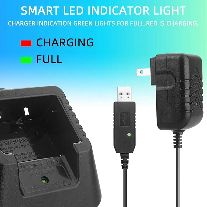 BAOFENG uv-5r charger,original desktop walkie talkie charger with US Adapter 100v-240v for BAOFENG BF-F8HP UV-5X3 5RA 5RB 5RC 5RD 5RE 5REPLUS radio accessories (Base   charger   USB charging cable*1)