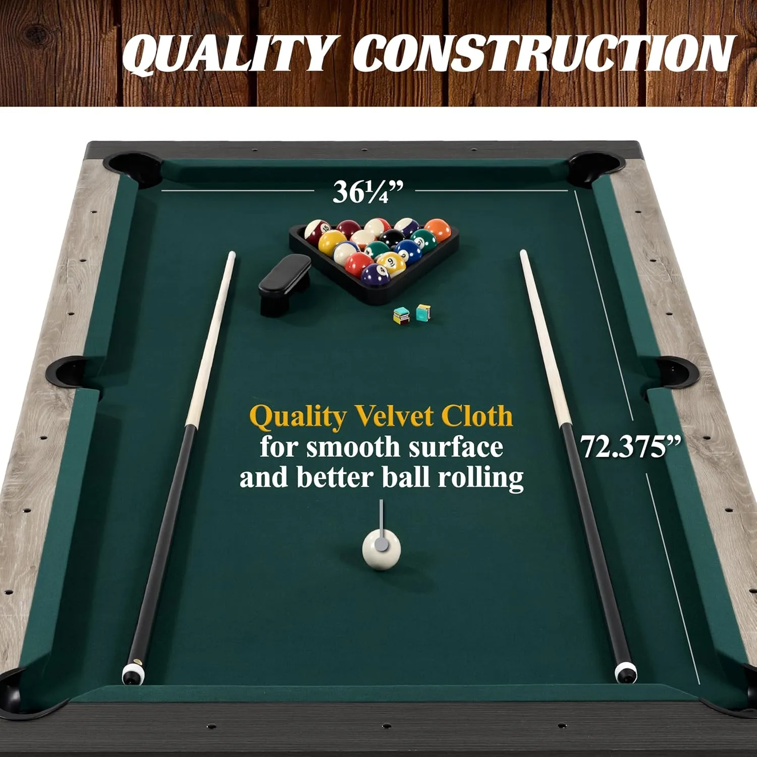 Barrington Billiards 7' Drop Pocket Pool Table 3-in-1 Dining Top, Table Tennis and Billiards with Game Accessories