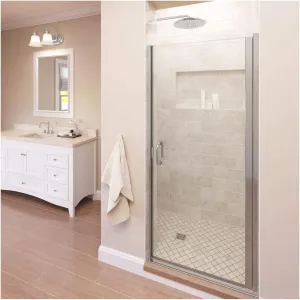 Basco Infinity 33- 34 in Width, Semi-Frameless Shower Door, Clear Glass, Silver Finish