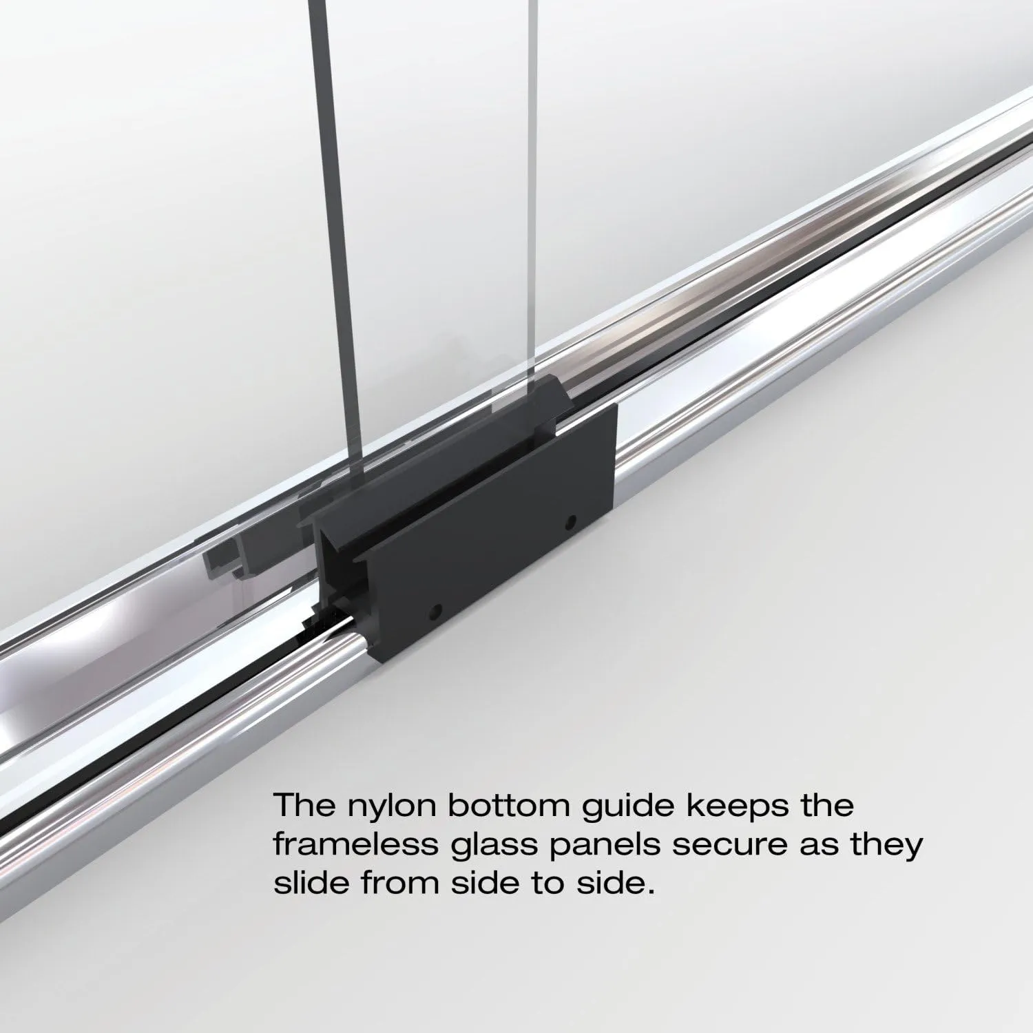 Basco Infinity Semi-Frameless Sliding Shower Door, Fits 44- 47 inch opening, Rain Glass, Silver Finish