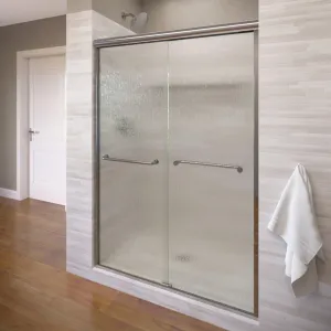 Basco Infinity Semi-Frameless Sliding Shower Door, Fits 44- 47 inch opening, Rain Glass, Silver Finish