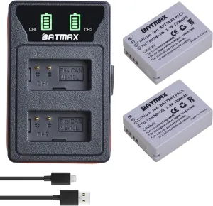 Batmax 2Packs High Capacity NB-10L Battery (1300mAh)   Dual Bulit-in USB Charger for Canon NB-10L Battery;Canon PowerShot G1 X, G3-X, G15, G16, SX40 HS, SX50 HS, SX60 HS Digital Cameras