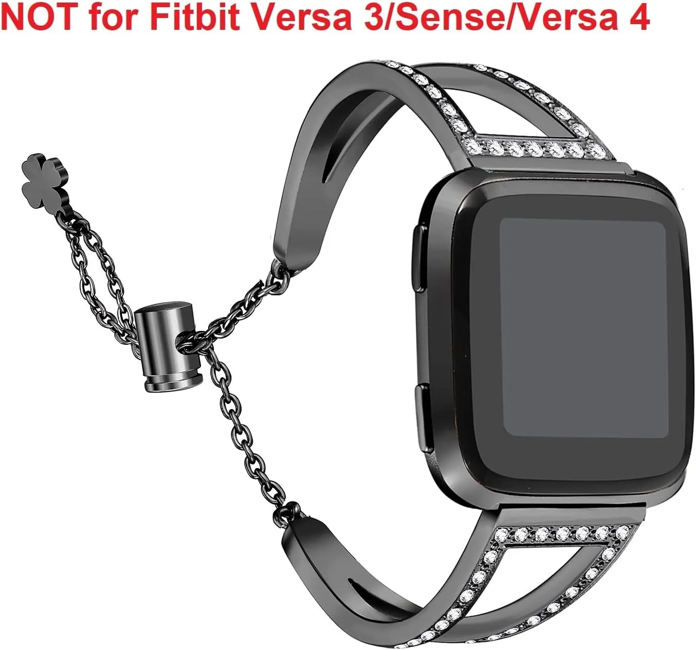 bayite Bling Bands Compatible with Fitbit Versa/Fitbit Versa Lite & SE/Fitbit Versa 2 bands for Women, Stainless Steel Metal Jewelry Bracelet Bangle Wristband