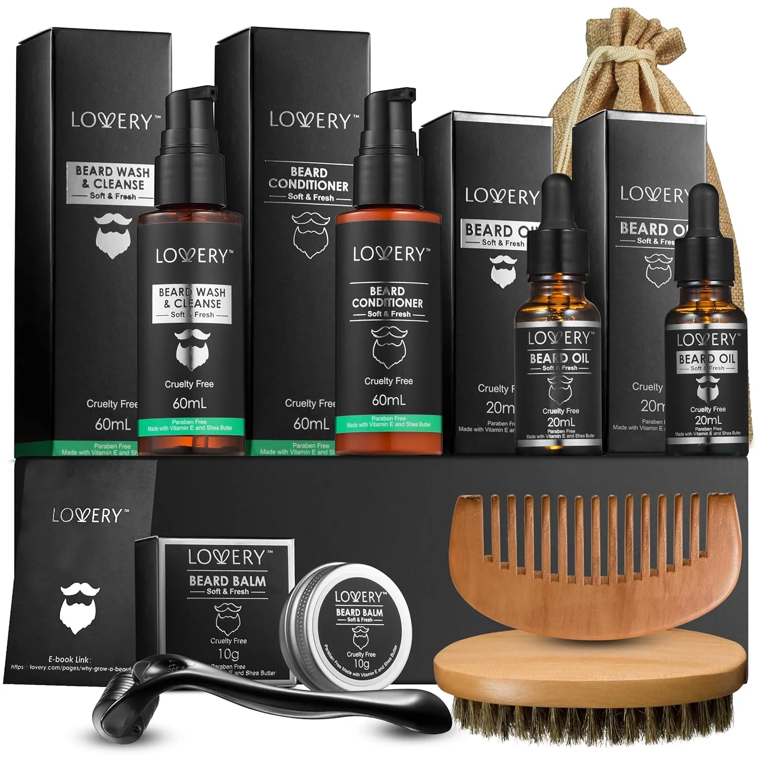 Beard Grooming Kit, Fathers Day Gifts for Dad, Beard Kit Set with Beard Oil, Balm, Wash, Brush, Comb & More, Mens Gifts for Him Boyfriend Husband Man, Birthday Gifts for Men