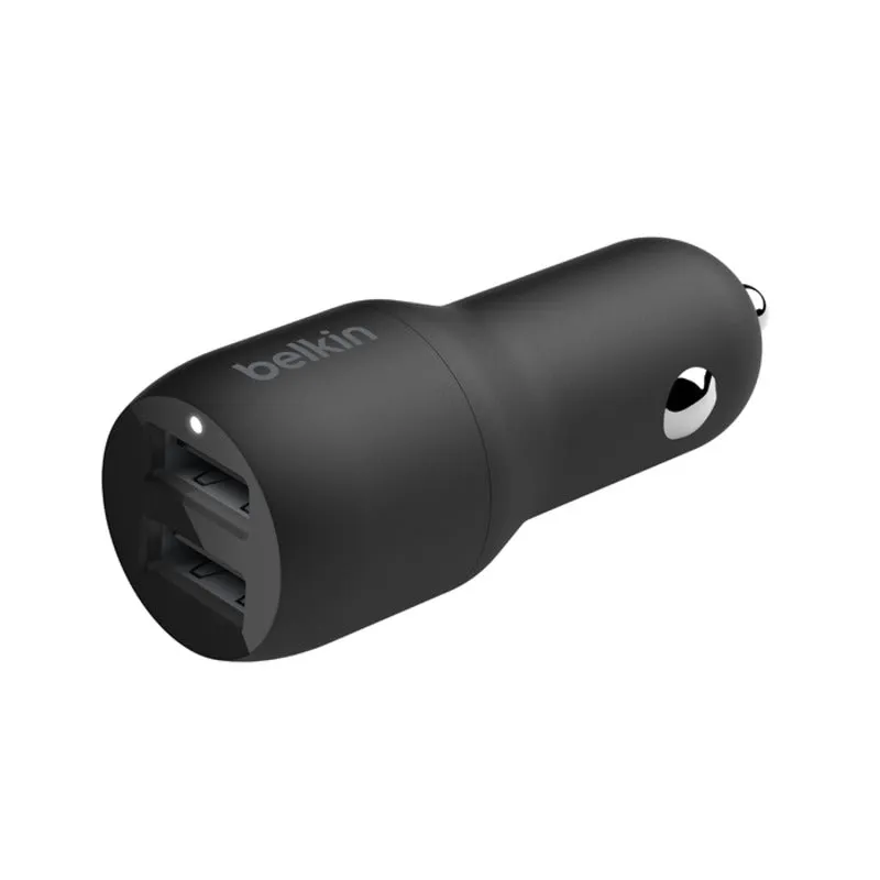 Belki BoostCharge Dual USB-A Car Charger 24W   USB-A to Lightning Cable - Black
