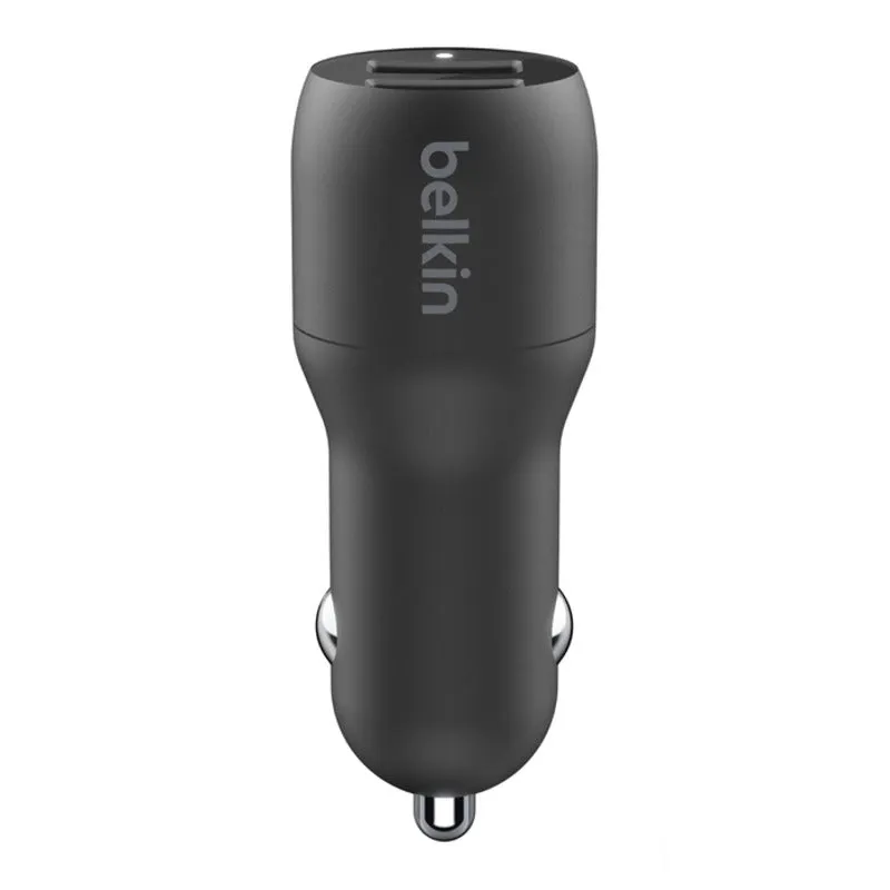 Belki BoostCharge Dual USB-A Car Charger 24W   USB-A to Lightning Cable - Black
