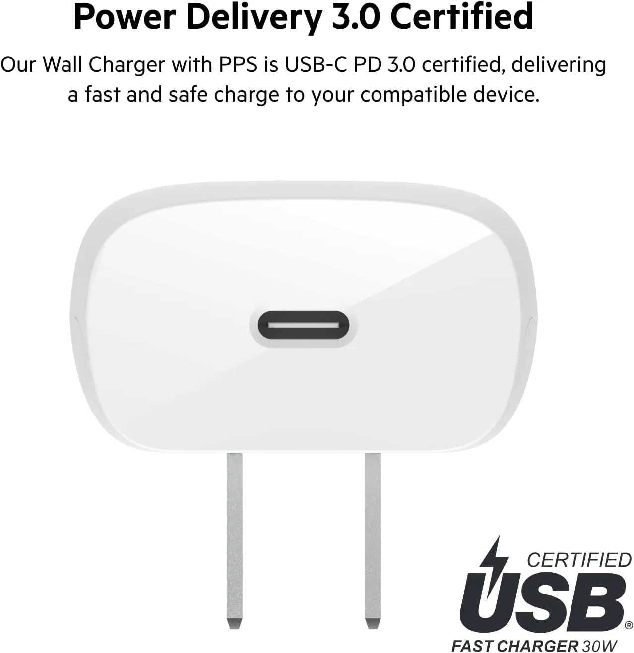 Belkin 30W USB-C Wall Charger, USB-C Power Delivery, PPS Fast Charging for iPhone 16, 16 Plus, 16 Pro, 16 Pro Max, iPhone 15, 15 Pro, Galaxy S25, iPad, AirPods, Nintendo Switch 2 & More - White