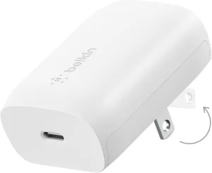 Belkin 30W USB-C Wall Charger, USB-C Power Delivery, PPS Fast Charging for iPhone 16, 16 Plus, 16 Pro, 16 Pro Max, iPhone 15, 15 Pro, Galaxy S25, iPad, AirPods, Nintendo Switch 2 & More - White
