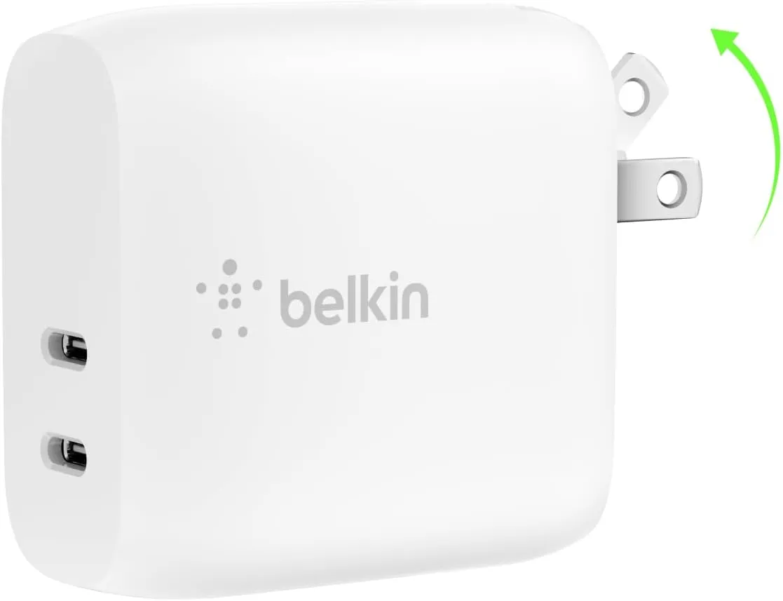 Belkin 40W Dual Port USB-C Wall Charger, USB-C Charger Fast Charging for iPhone 16, 15, 14, 13, Pro, Pro Max, Plus, Samsung Galaxy S25, Pixel , iPad, AirPods, Nintendo Switch 2 & More - White