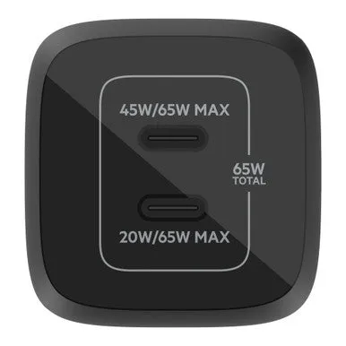 Belkin BOOST UP Dual USB-C Wall Charger - GaN Technology 65W with PPS