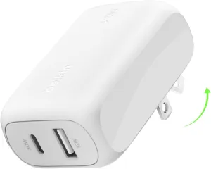 Belkin BoostCharge 42W Dual Port Wall Charger, USB-C   USB-A Charger Fast Charging for iPhone 16, 15, 14, 13, Pro, Pro Max, iPad, AirPods, Samsung Galaxy S25, Nintendo Switch 2 & More - White