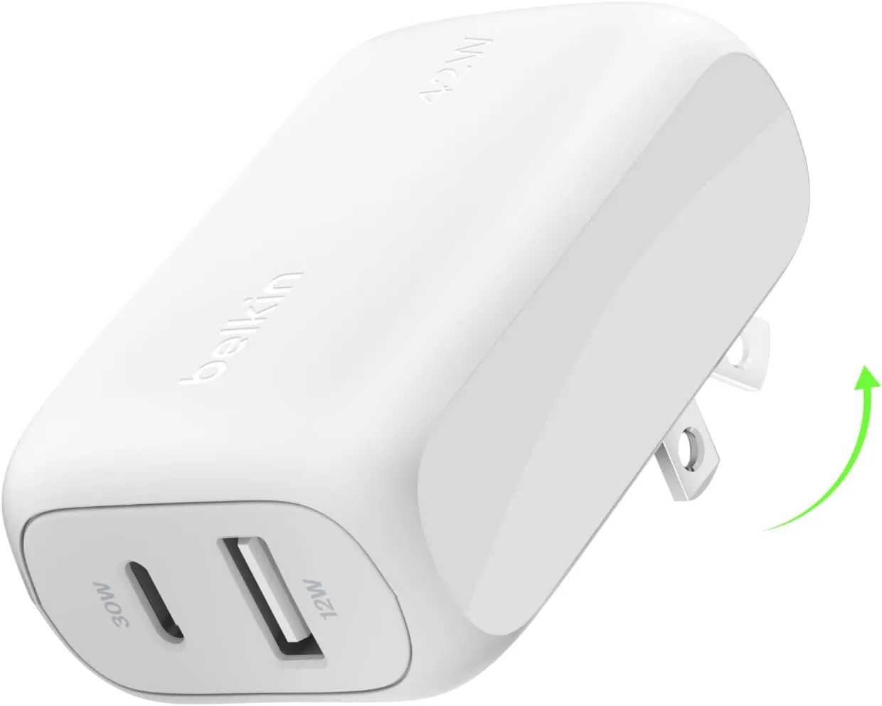 Belkin BoostCharge 42W Dual Port Wall Charger, USB-C   USB-A Charger Fast Charging for iPhone 16, 15, 14, 13, Pro, Pro Max, iPad, AirPods, Samsung Galaxy S25, Nintendo Switch 2 & More - White